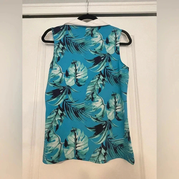 Ladies TOMMY BAHAMA Turquoise Tropical Sleeveless Golf Shirt Polo M - Picture 4 of 4